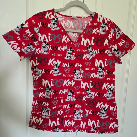 Pair of Disney Mickey and Minnie Mouse scrub Tops - Picture 7 of 11